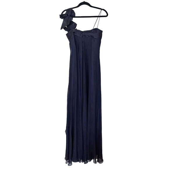 Rickie Freeman for Teri Jon 100% Silk Blue Rosette Strap Gown - Size 4 - Picture 3 of 6